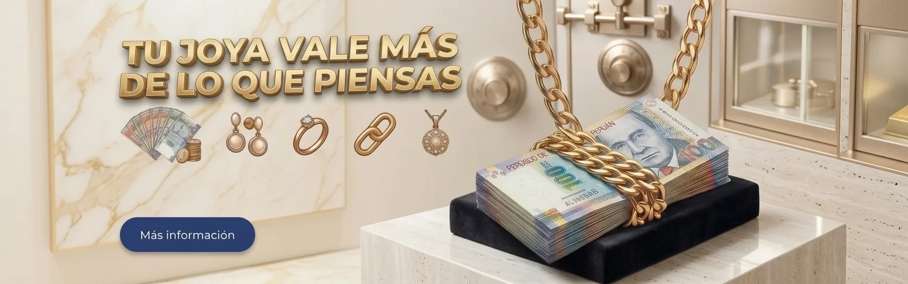 Préstamo seguro con garantía de joyas de oro. Obtenga efectivo al instante.
